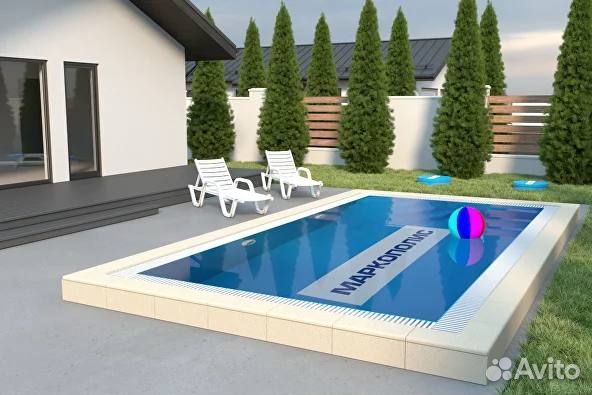 Бассейн переливной размером 3х6х1,5 с прямыми угла