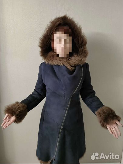 Дубленка женская с капюшоном