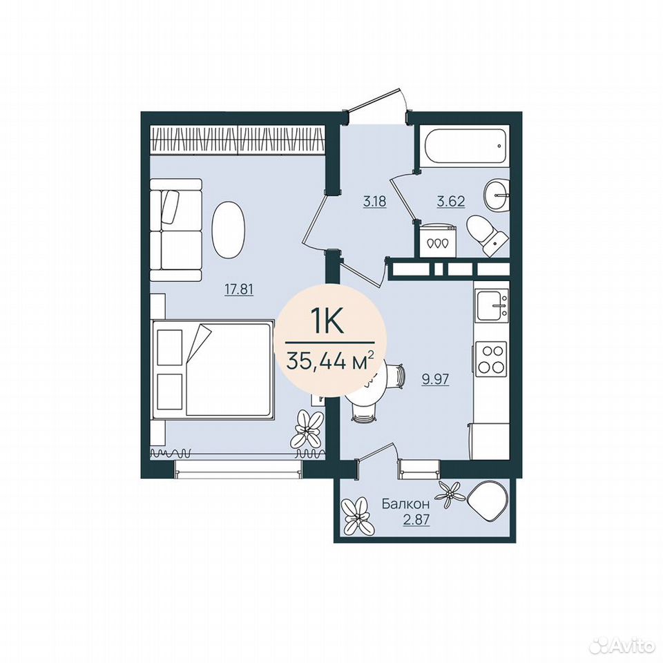 1-к. квартира, 35,4 м², 9/12 эт., Херсон