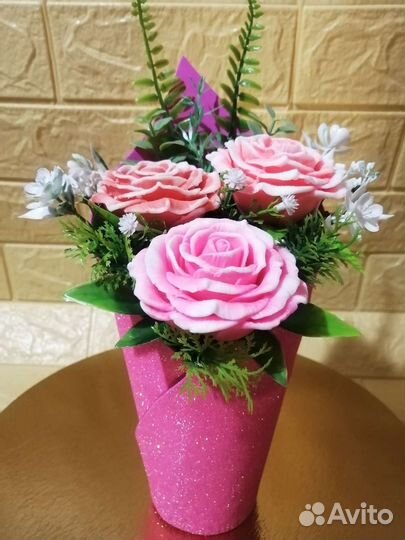 Букет роз из мыла