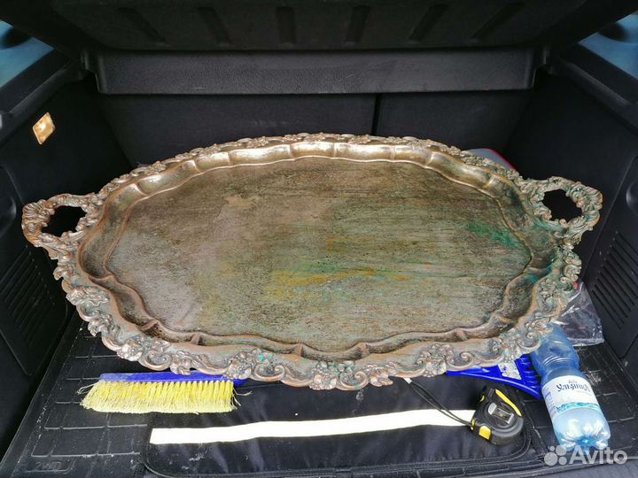 Поднос старинный антиквариат. Медный