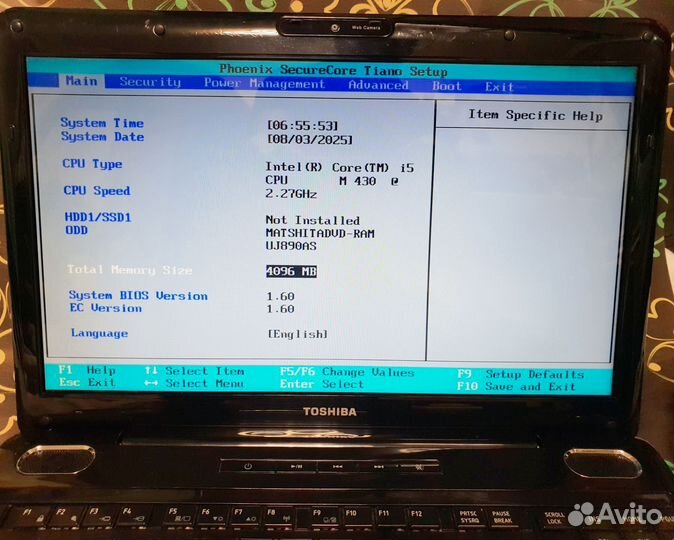 Toshiba i5 под восстановление