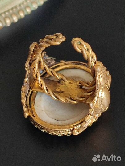 Антикварный перстень Фарфор Деколь Германия