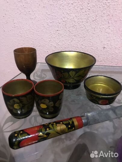 Сувенир из дерева, хохломы, бересты, мраморная кро