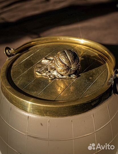 Старинная стеклянная бисквитница с тыквой, Англия