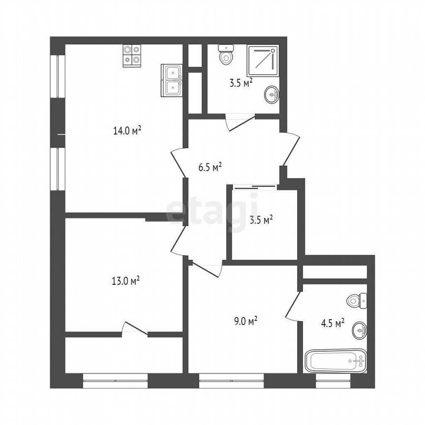 2-к. квартира, 54 м², 15/17 эт.
