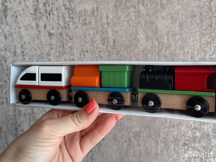 Поезд икеа IKEA лиллабу паравоз деревянные игрушки