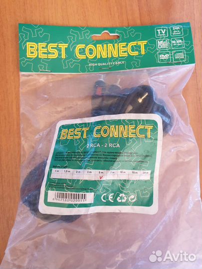 Шнур соединительный для аудио видео 2 RCA, 5 м