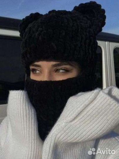 Балаклава вязаная с ушками