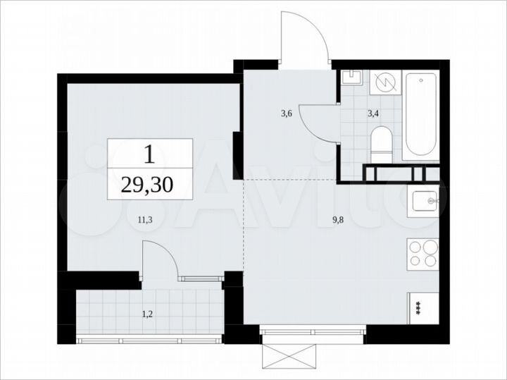 Квартира-студия, 29,3 м², 7/10 эт.