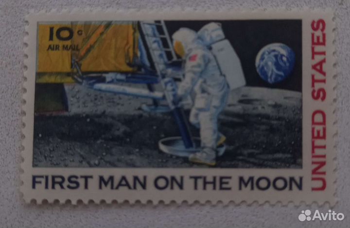 Почтовая марка США Человек на Луне, 1969 год