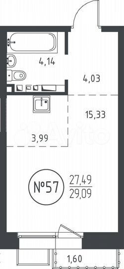 Квартира-студия, 29,1 м², 7/10 эт.