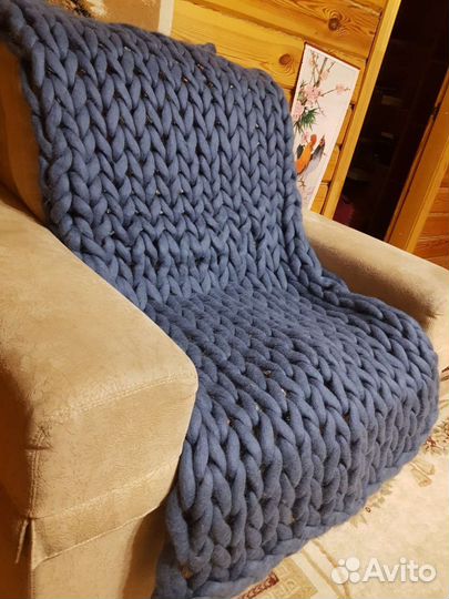 Плед покрывало вязаный