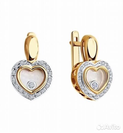 Серьги и кольцо с плавающими бриллиантами