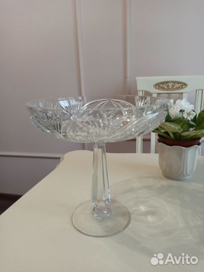 Большая хрустальная фруктовница СССР