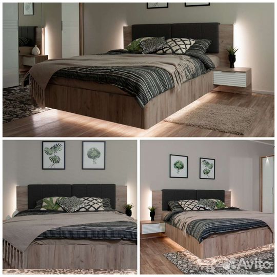 Парящая кровать и две тумбы