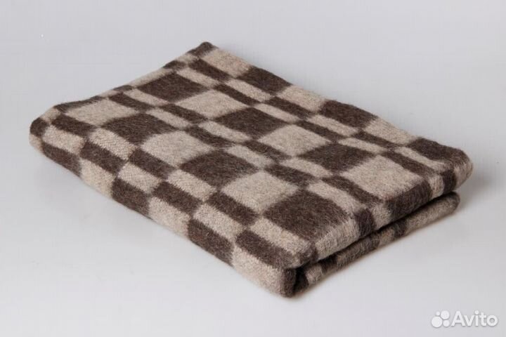 Одеяло шерстяное ржд серое в клетку