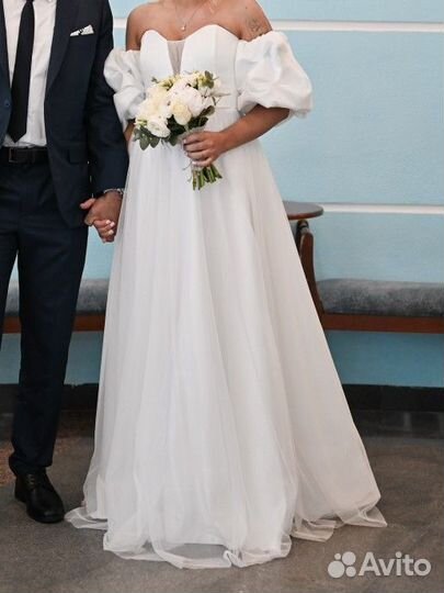 Свадебное платье 44 46 бу