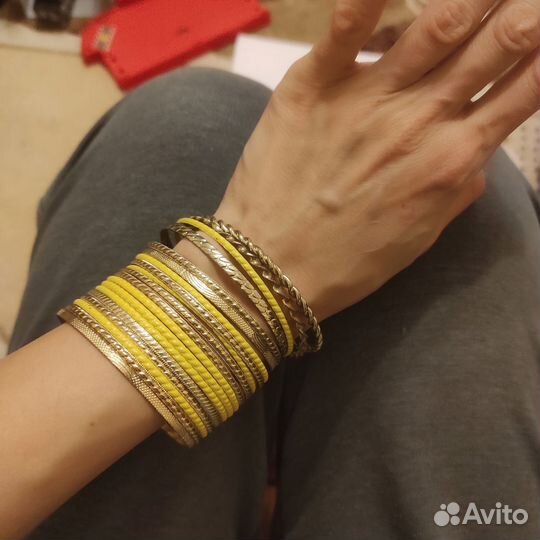 Браслеты набор бижутерия под золото