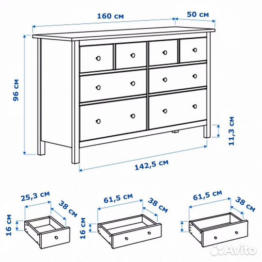 Комод hemnes белый 8 ящиков Икеа