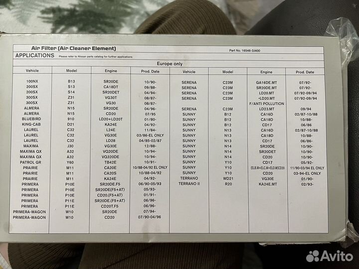 Фильтры двс nissan