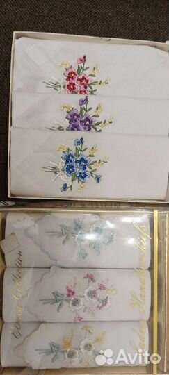 Платочки носовые. ручная вышивка шелком