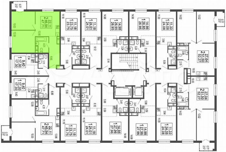 2-к. квартира, 46,9 м², 4/17 эт.