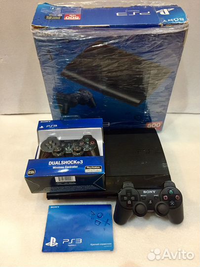 PS3 500GB прошитая два джоя много игр подарок
