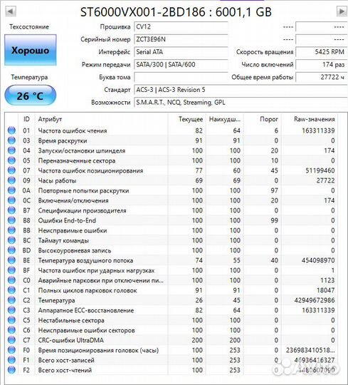 Жесткий диск Seagate SkyHawk 6 Тб