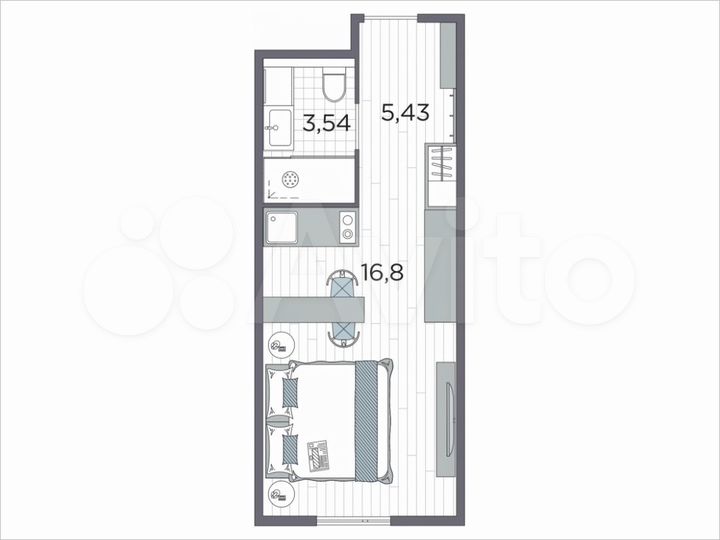 Квартира-студия, 25,8 м², 10/12 эт.