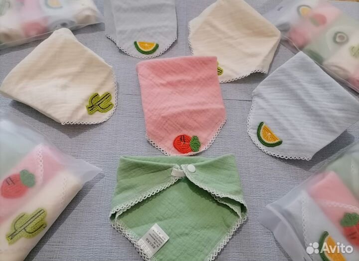 Слюнявчики нагрудники муслиновые наборы новые