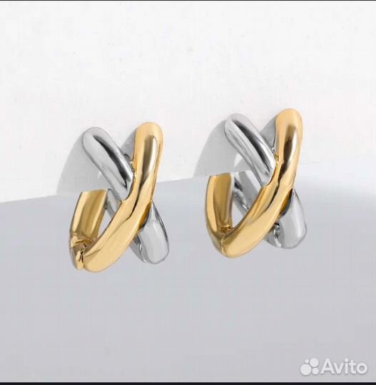 Цепи и серьги биколор новые