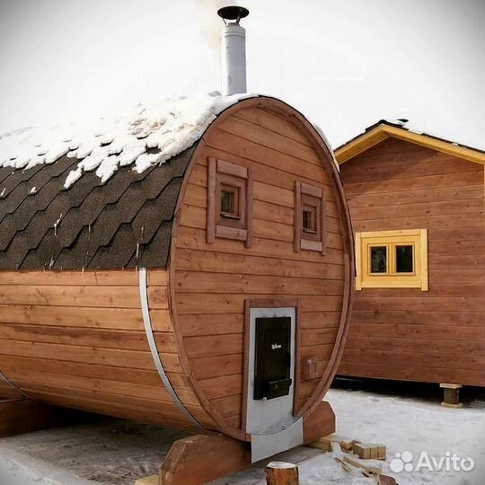 Мобильная баня бочка 4 м