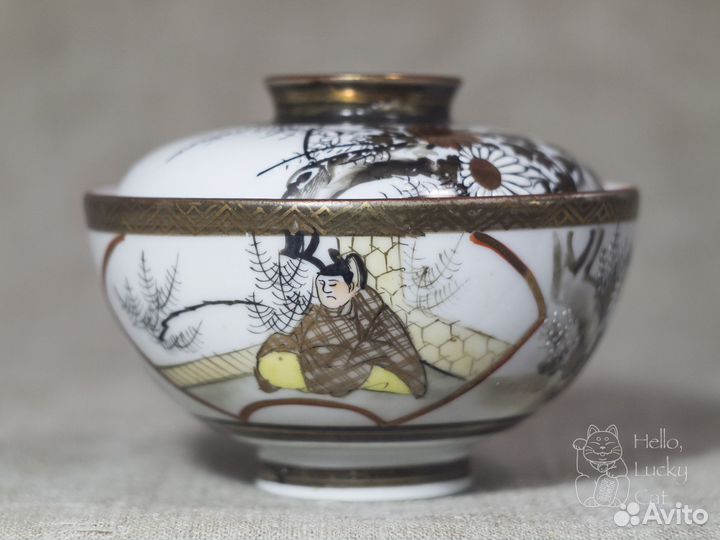 Японская чаша с крышкой и ложкой