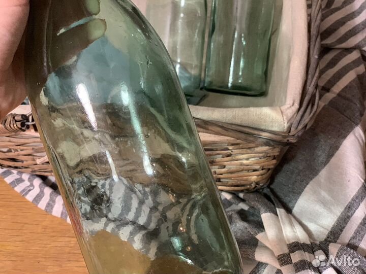 Стеклянные ретро бутылки для кефира