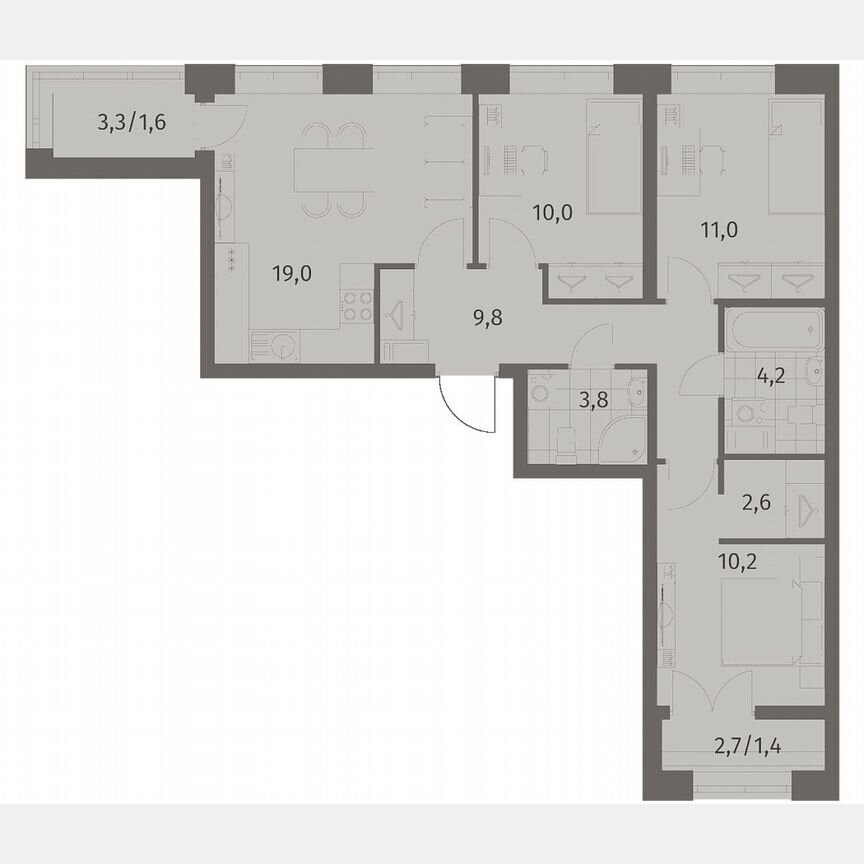 3-к. квартира, 73,7 м², 5/11 эт.