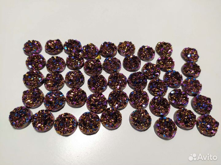 Кабошоны красные для серёжек/подвесок 45 шт