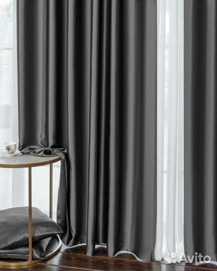 Шторы глянцевые Аврора Графит