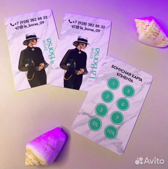 Пластиковые визитки, карты с чипами, таблички