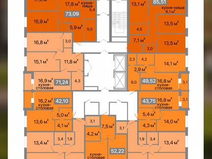 1-к. квартира, 44,2 м², 17/17 эт.