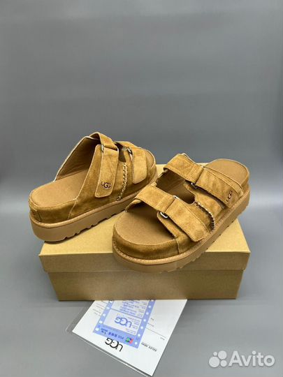 Шлепки Ugg женские коричневые рыжие летние