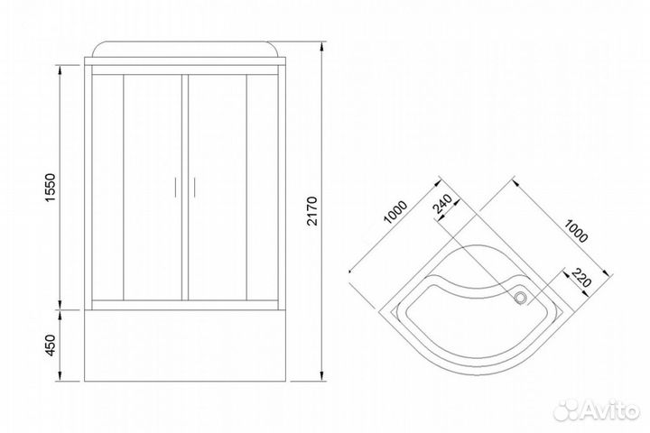 Душевая кабина Royal Bath RB100NRW-C-CH-P 100x100 профиль хром/стекло матовое