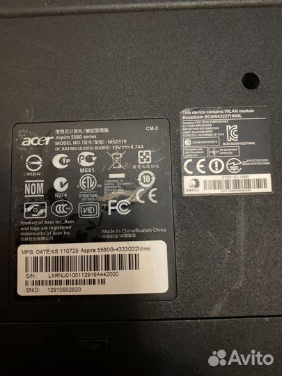 Ноутбук acer aspire 5560