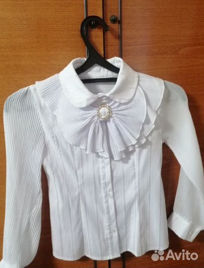 Рубашка школьная с жабо детская