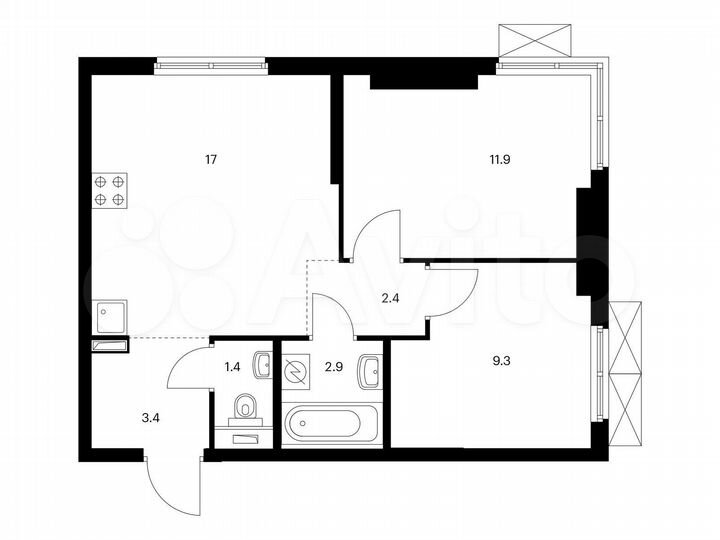 2-к. квартира, 48,3 м², 33/33 эт.
