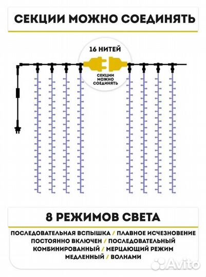 Гирлянда штора 3х2