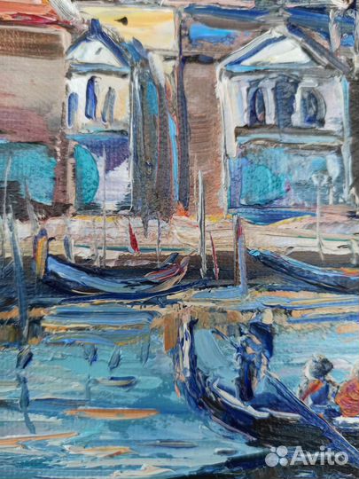 Картина маслом Венеция пейзаж морской лодки море