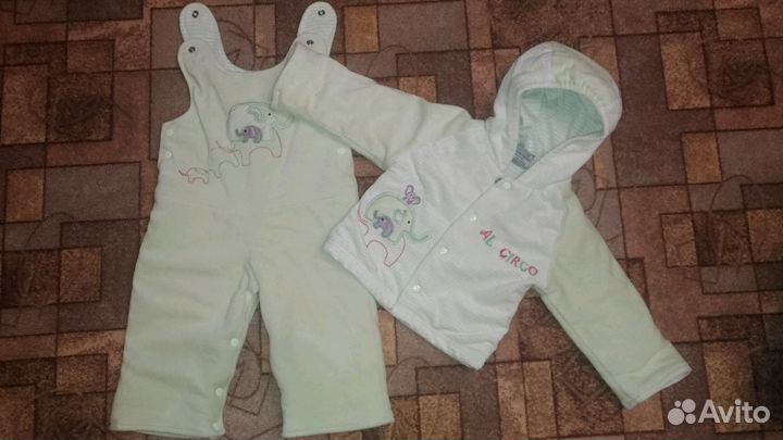 Костюм весенний на трикотажной подкладке 6-9мес