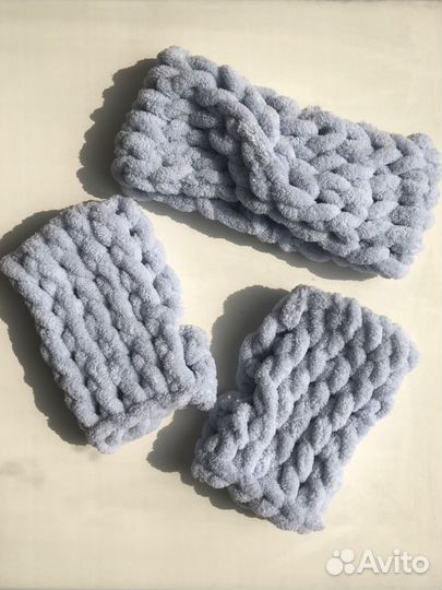 Повязка на голову, митенки, балаклава, шапка