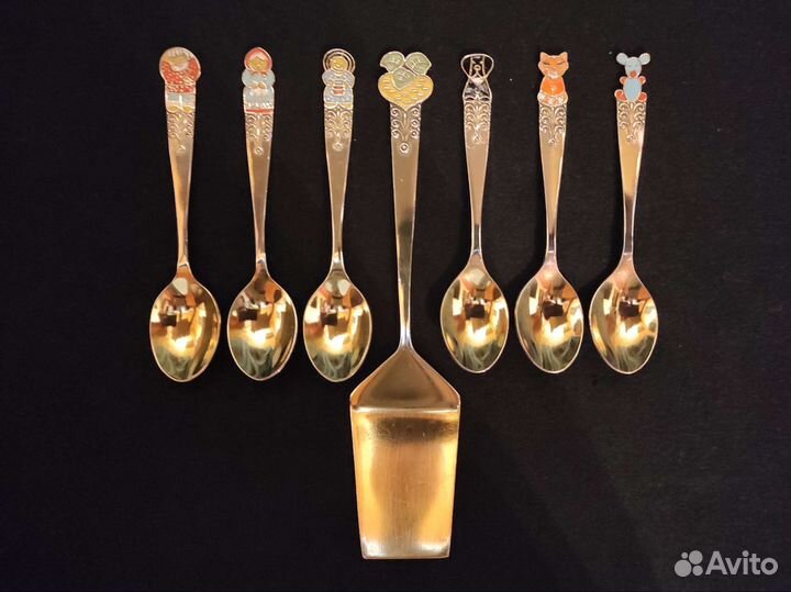 Детский набор мельхиор эмаль Репка СССР